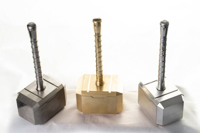 Mini-Mjolnir Thor's Hammer Paperweight in Aluminum/Brass/Stainless Steel - image 1