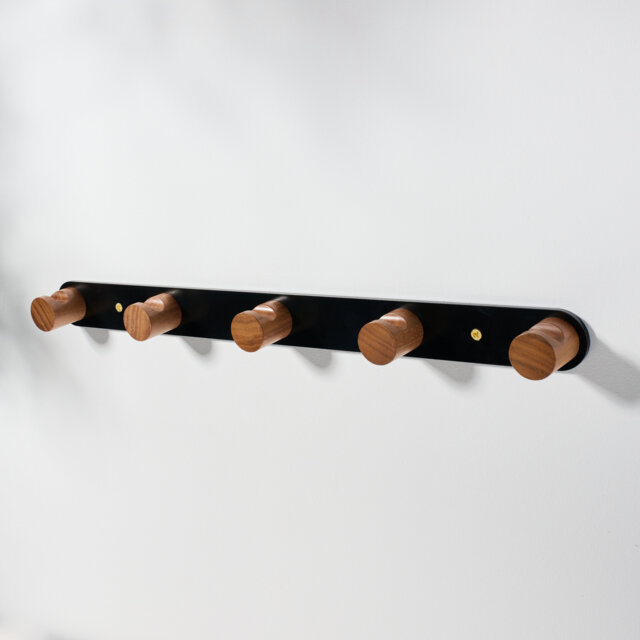 Black Walnut Minimalist Metal & Wood Wall Mounted Coat Hook - image 1