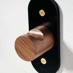 Black Walnut Minimalist Metal & Wood Wall Mounted Coat Hook - thumbnail 4