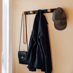 Black Walnut Minimalist Metal & Wood Wall Mounted Coat Hook - thumbnail 2