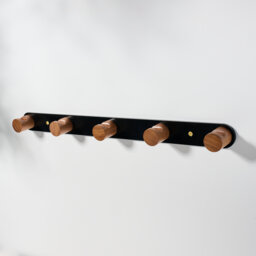 Black Walnut Minimalist Metal & Wood Wall Mounted Coat Hook