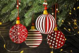 Christmas Balls Set Of 4 Modern Fused Glass Ornaments Colorful Geometric Art