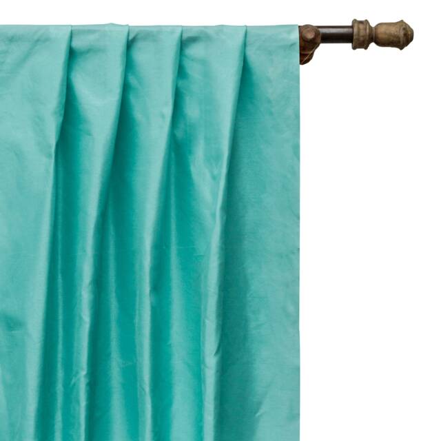Sea Green Art Silk Curtain Panels, Faux Curtains - Rod Pocket, Grommet, Box Pleat, Three Pinch Tab Top & Plain Ring Top - image 1