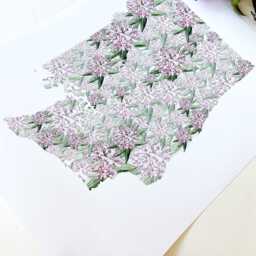 Washington State Flower Map Watercolor Coast Rhododendron - Art Print Wall Graduation Wedding Realtor Moving Floral Mothers Day Gift - thumbnail 2