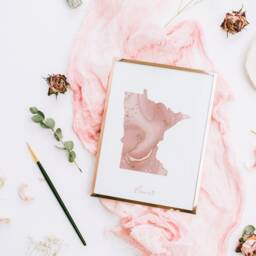 Minnesota Map Pink & Gold Wall Art Print - Usa Us State United States Of America - thumbnail 3