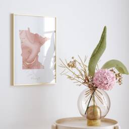 Minnesota Map Pink & Gold Wall Art Print - Usa Us State United States Of America - thumbnail 2