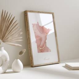 Minnesota Map Pink & Gold Wall Art Print - Usa Us State United States Of America - thumbnail 1