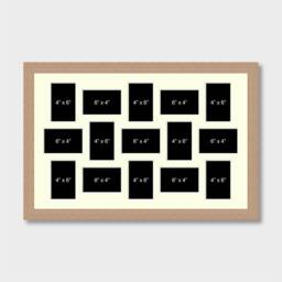 Large Oak Veneer Multi Photo Frame - Collage Holds 15 - 6x4 Photos - thumbnail 2