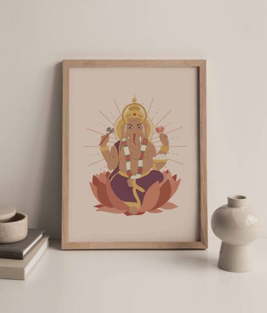 Ganesha Wall Art, Hindu Ganesh Artwork, Illustration, Poster, God Print, Illustration, Artwork - image 1