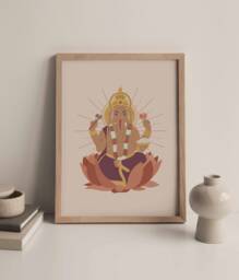 Ganesha Wall Art, Hindu Ganesh Artwork, Illustration, Poster, God Print, Illustration, Artwork - thumbnail 1