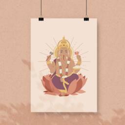 Ganesha Wall Art, Hindu Ganesh Artwork, Illustration, Poster, God Print, Illustration, Artwork - thumbnail 3