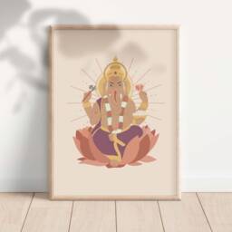 Ganesha Wall Art, Hindu Ganesh Artwork, Illustration, Poster, God Print, Illustration, Artwork - thumbnail 2