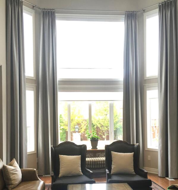 Custom Pinch Pleated Faux Linen Drapery Panel, Solid Color, Blackout Lined - image 1