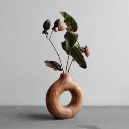 Small Donut Wooden Vase For Dried Flowers Arrangement, Handmade Solid Oak, Bespoke - thumbnail 2