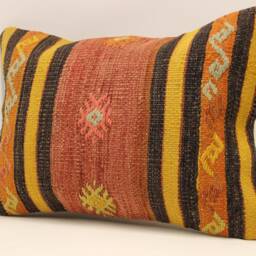 Throw Lumbar Kilim Pillow, 14x20 in - 35x50 cm Boho Pillowcover Kilim Cushion Cover, Tribal Pillow 4Bef-444 - thumbnail 3