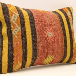Throw Lumbar Kilim Pillow, 14x20 in - 35x50 cm Boho Pillowcover Kilim Cushion Cover, Tribal Pillow 4Bef-444 - thumbnail 2