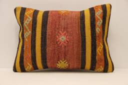 Throw Lumbar Kilim Pillow, 14x20 in - 35x50 cm Boho Pillowcover Kilim Cushion Cover, Tribal Pillow 4Bef-444