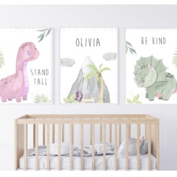 Dinosaur Prints, Nursery Decor, Girls Bedroom Room Wall Art, Art - thumbnail 3