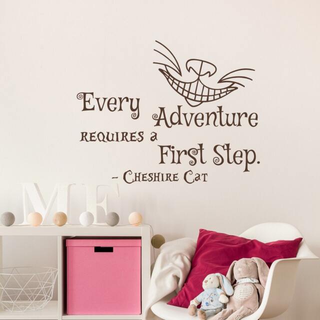 Alice in Wonderland Vinyl Wall Decal Every Adventure Requires A First Step Cheshire Cat Quote Sayings Bedroom Kids Nursery Decor #71 - image 1