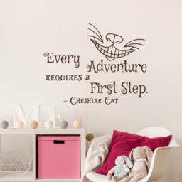 Alice in Wonderland Vinyl Wall Decal Every Adventure Requires A First Step Cheshire Cat Quote Sayings Bedroom Kids Nursery Decor #71 - thumbnail 1
