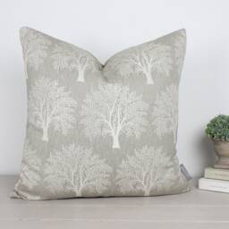 "Levanto Stone Grey & White Tree Print Cushion/Cover 16"" 18"" 20"" 22"
