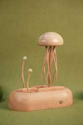 Handmade Jellyfish Kinetic Sculpture, Automaton Toy, Wooden Mechanical Automata Art, Statue