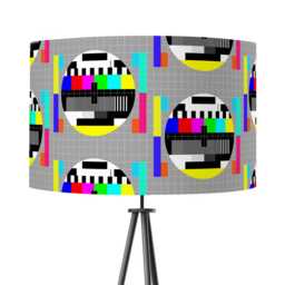 Lampshade - Retro Interiors Testcard Lamp Shades Ceiling, Table & Pendant Light Drum Shade 25cm 30cm 35cm 40cm 45cm Grey White - thumbnail 3