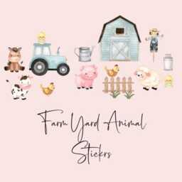 Farm Yard Animal Vinyl Stickers Nursery Wall Decor, Blue Pink Or Red - thumbnail 1