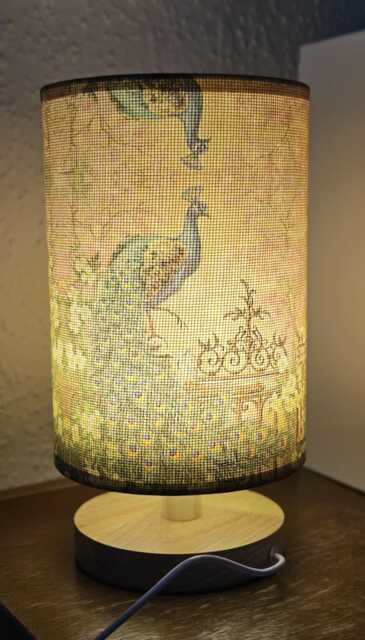 Decoupage Noble Peacock Usb Lamp Handmade Floral Night Light - image 1