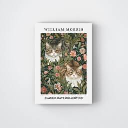 William Morris Cats Print Poster Exhibition Wall Art Floral Cat Pattern - A4 A3 A2 A1 A0- #3 - thumbnail 3