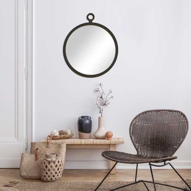 Round Wooden Wall Mirror Lupa 60x60cm, Minimalistic Style - image 1