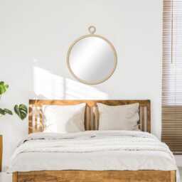 Round Wooden Wall Mirror Lupa 60x60cm, Minimalistic Style - thumbnail 3