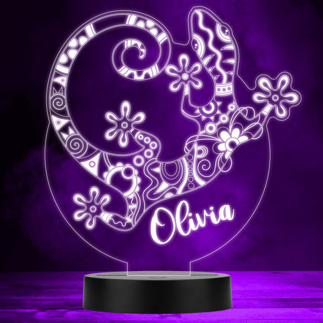 Decorative Floral Lizard Colour Changing Personalised Gift Led Lamp Night Light - Bedroom - image 1
