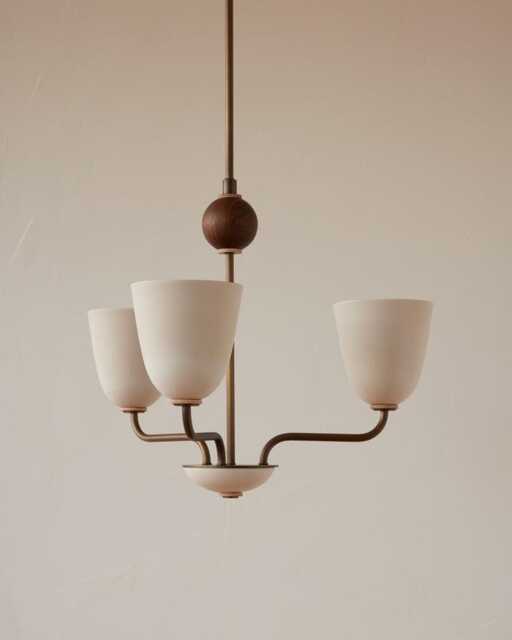 Mid Century Italian Brass Chandelier - Sputnik 3-Light Pendant - image 1