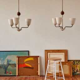 Mid Century Italian Brass Chandelier - Sputnik 3-Light Pendant - thumbnail 3