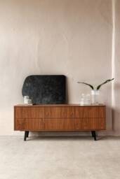 "Mid Century Sideboard, Tv Cabinet, Stand Walnut Veneer 6 Drawers ""Crown"