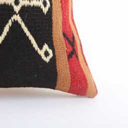 Vintage Turkish Kilim Pillow Cover Handwoven Wool Cushion - 16x16 - thumbnail 2