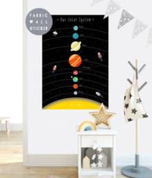 Solar System Fabric Wall Sticker Kids Nursery Space Decal - thumbnail 1
