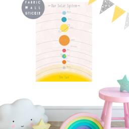 Solar System Fabric Wall Sticker Kids Nursery Space Decal - thumbnail 3
