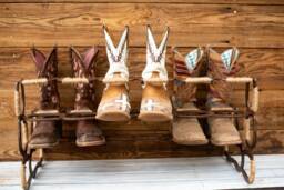 Horseshoe Boot Rack, Southern Decor, Art, Country Home Rustic Cowboy Storage - thumbnail 1
