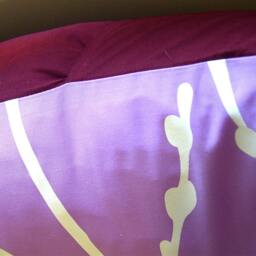Lavender Bird Pillow Silkscreened Cherry Blossom Branch, Maroon Back - thumbnail 4