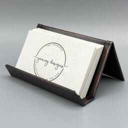 Bronze Patina Business Card Holder Textured Copper Desk Organizer - thumbnail 3