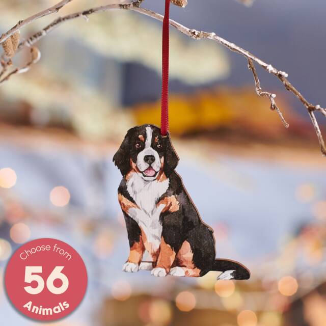 Watercolour Style Wooden Bernese Mountain Dog Hanging Decoration - Handcrafted Christmas For Stylish Home D??cor, Unique Gift Idea - image 1