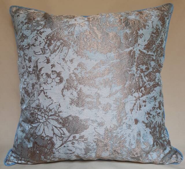 Throw Pillow Cushion Cover Rubelli Jacquard Fabric Aqua Blue & Gold Mirage Pattern - Available in More Colors - Handmade Italy - image 1