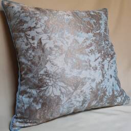 Throw Pillow Cushion Cover Rubelli Jacquard Fabric Aqua Blue & Gold Mirage Pattern - Available in More Colors - Handmade Italy - thumbnail 3