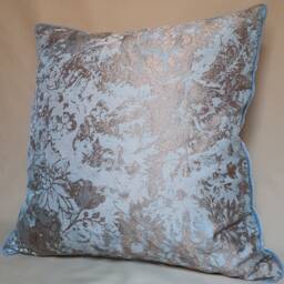 Throw Pillow Cushion Cover Rubelli Jacquard Fabric Aqua Blue & Gold Mirage Pattern - Available in More Colors - Handmade Italy - thumbnail 2