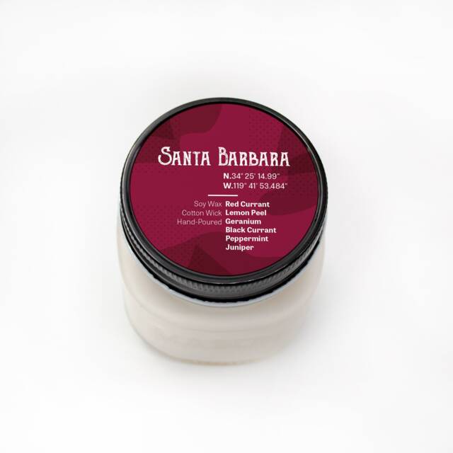 Santa Barbara -- Scented Soy Candle California Red Currant Lemon Peel Geranium Handmade Handpoured Mason Jar - image 1