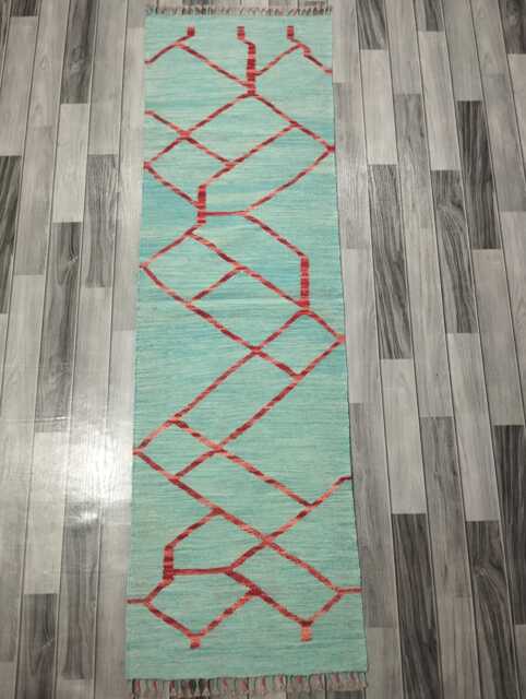 Minimalist Scandinavian Runner, Handmade Artisan Afghan Turkish Persian Swedish Style Flatweave Natural Wool Kilim Runner Rug 204x61 cm - image 1