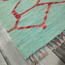 Minimalist Scandinavian Runner, Handmade Artisan Afghan Turkish Persian Swedish Style Flatweave Natural Wool Kilim Runner Rug 204x61 cm - thumbnail 2