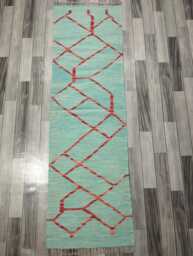 Minimalist Scandinavian Runner, Handmade Artisan Afghan Turkish Persian Swedish Style Flatweave Natural Wool Kilim Runner Rug 204x61 cm - thumbnail 1